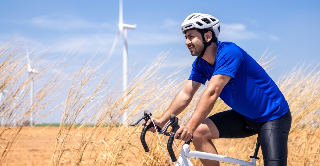 Caucasian active sportsman riding bicycle at the w 2025 03 25 18 48 07 utc min